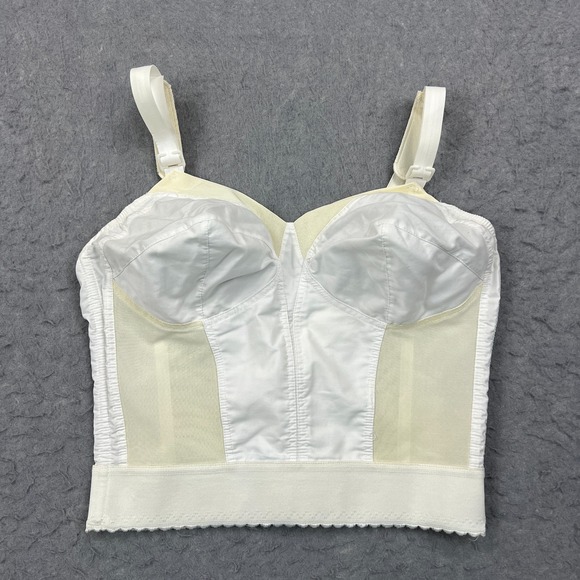 VTG JC Penney Adonna Corset Womens 36C White Panel Longline Bustier Bra Lingerie - Picture 1 of 10